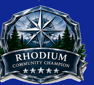Rhodium Community Champion recognition badge